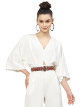 Braided & Beaded P U Wide Belt